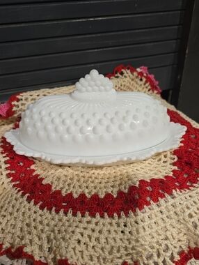Vintage Milk Glass Butter Dish